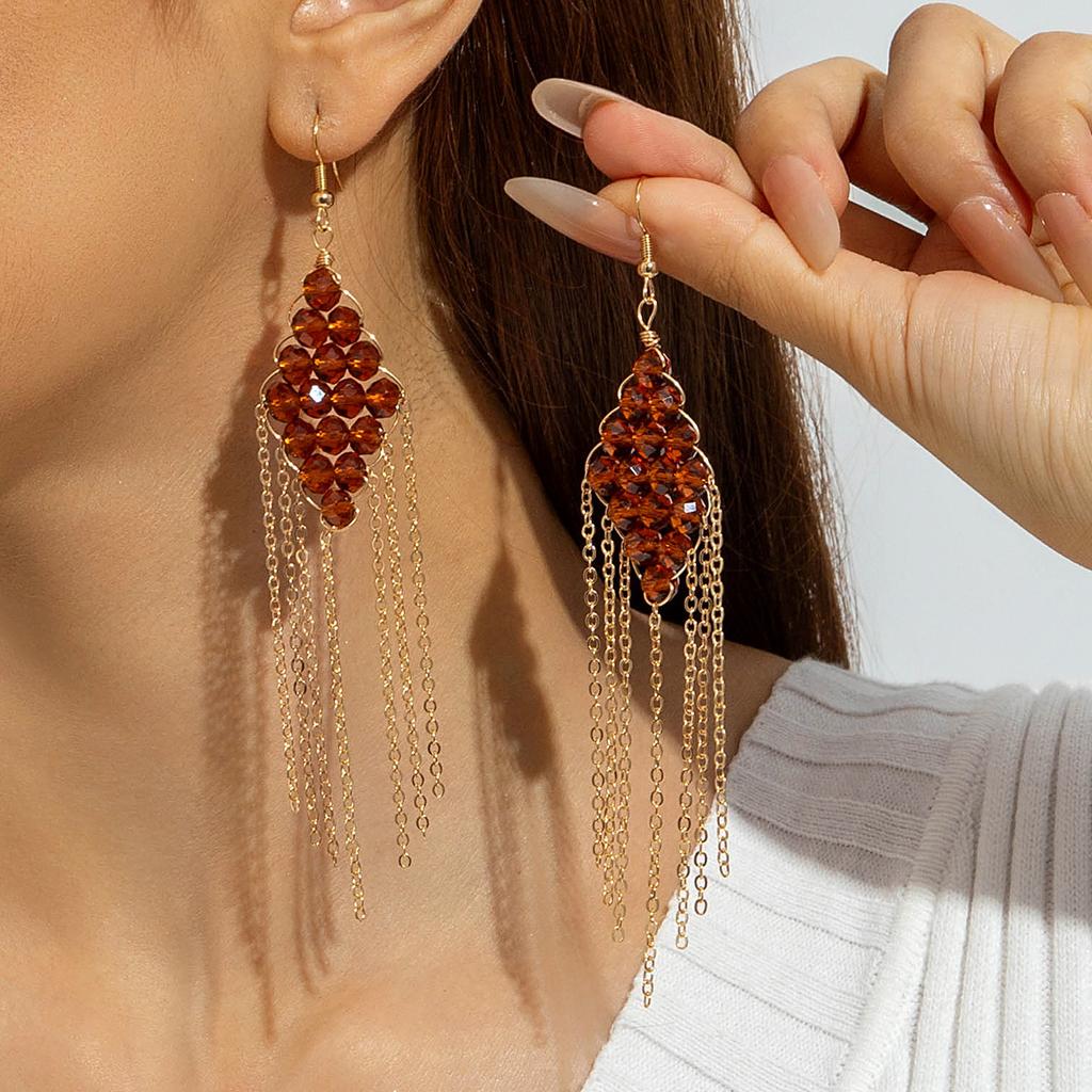 Accessories, Retro Ethnic Style Earrings, Exaggerated Temperament, Long Water Drop Fringed Earrings, Earrings.