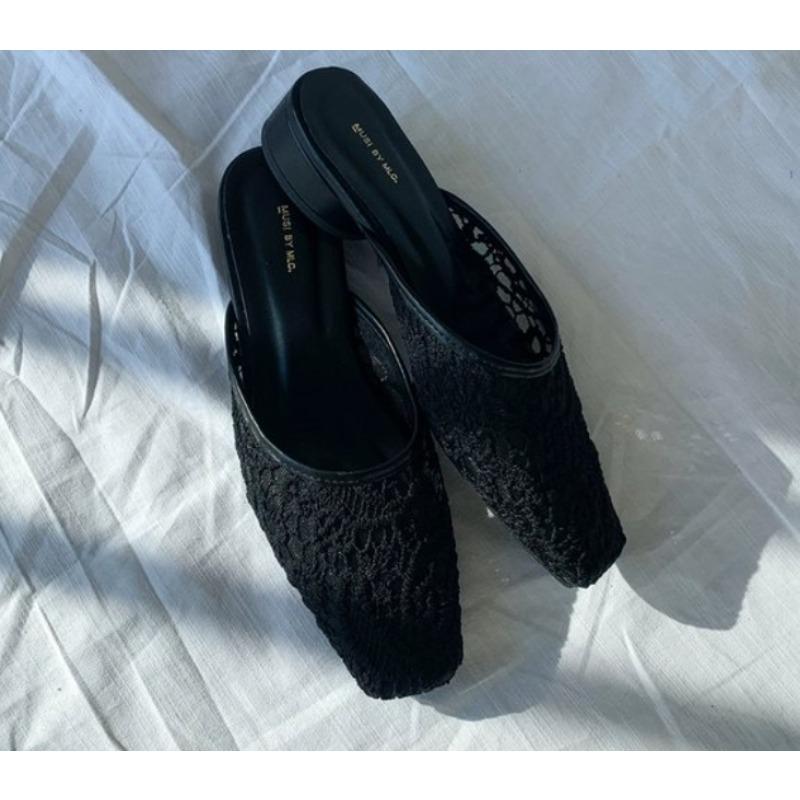 

Fashion Summer New Style Lace Women Mules Slippers Fashionable Cover Toe Shoes Outdoor Casual Beach Vacation Slides Shoes Zapatos Mujer 42 чёрный