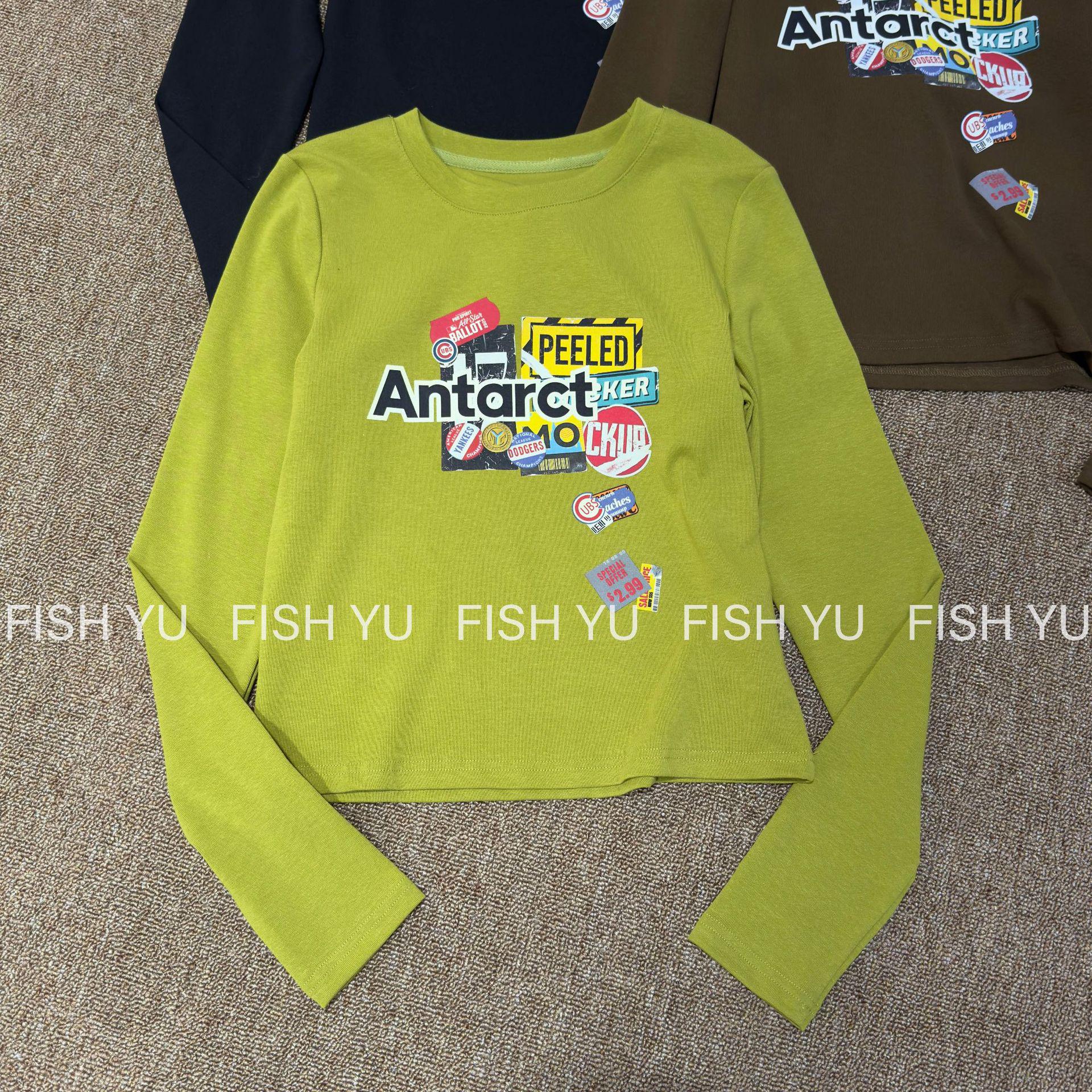 

FISHYU Women s Slim Fit Long Sleeve T-shirt - Autumn Color Block Print Small