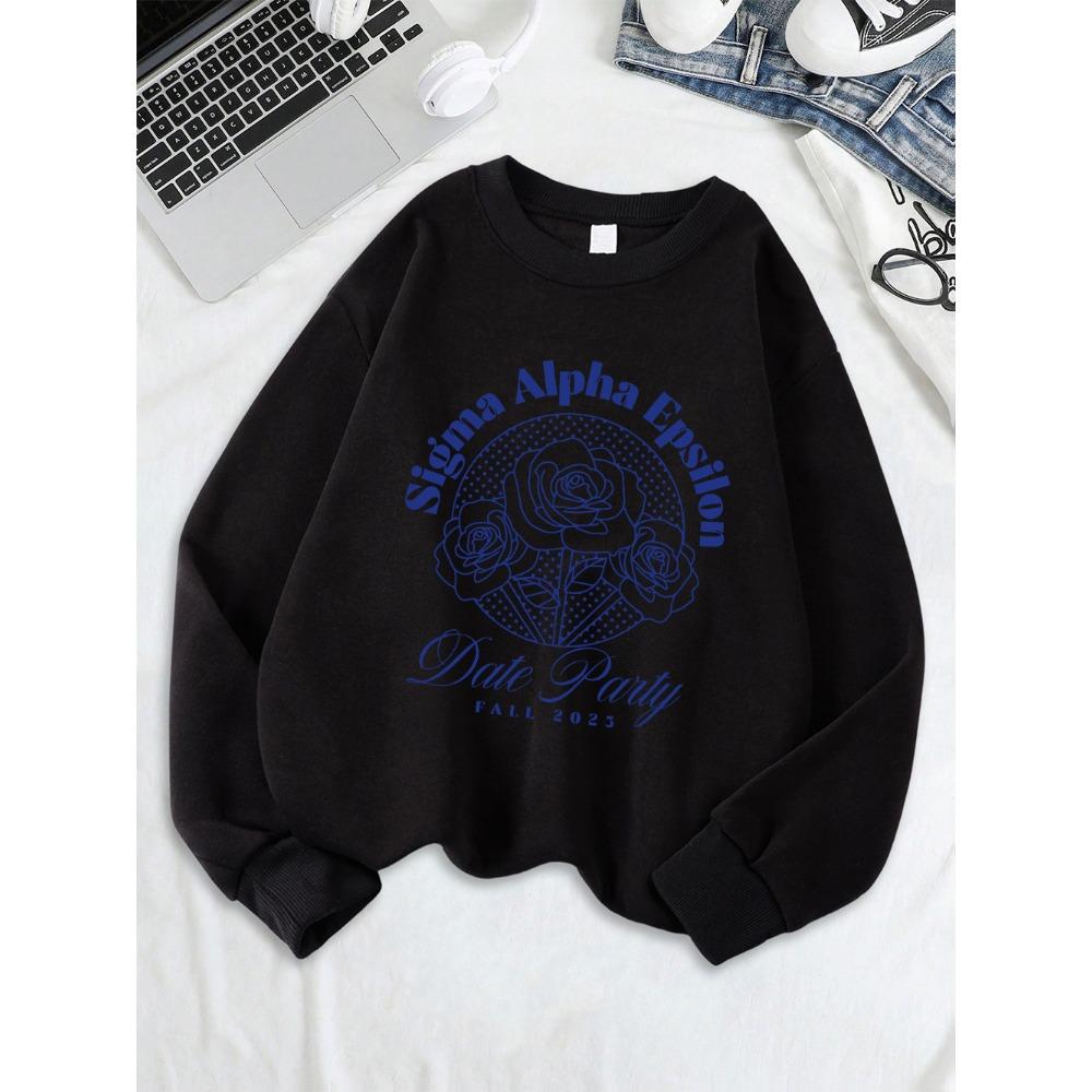 Sigma Alpha Epsilon Date Party Prints Sweatshirts Women Loose Casual Hoodies Crewneck Soft Pullover Warm Winter Clothes