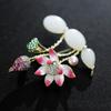 National Style Powder Lotus Lotus Brooch High-End Women'S Exquisite Enamel Lotus Pod Brooch Light Luxury Design Sense Pin Suit Accessories
