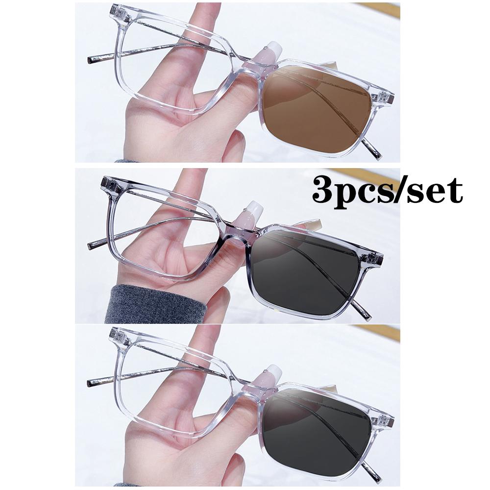 Photochromic Square Sunglasses Rectangle Fashion Women Men Sun Glasses Female Male Metal Frame Anti Blue Light Plain Glasses