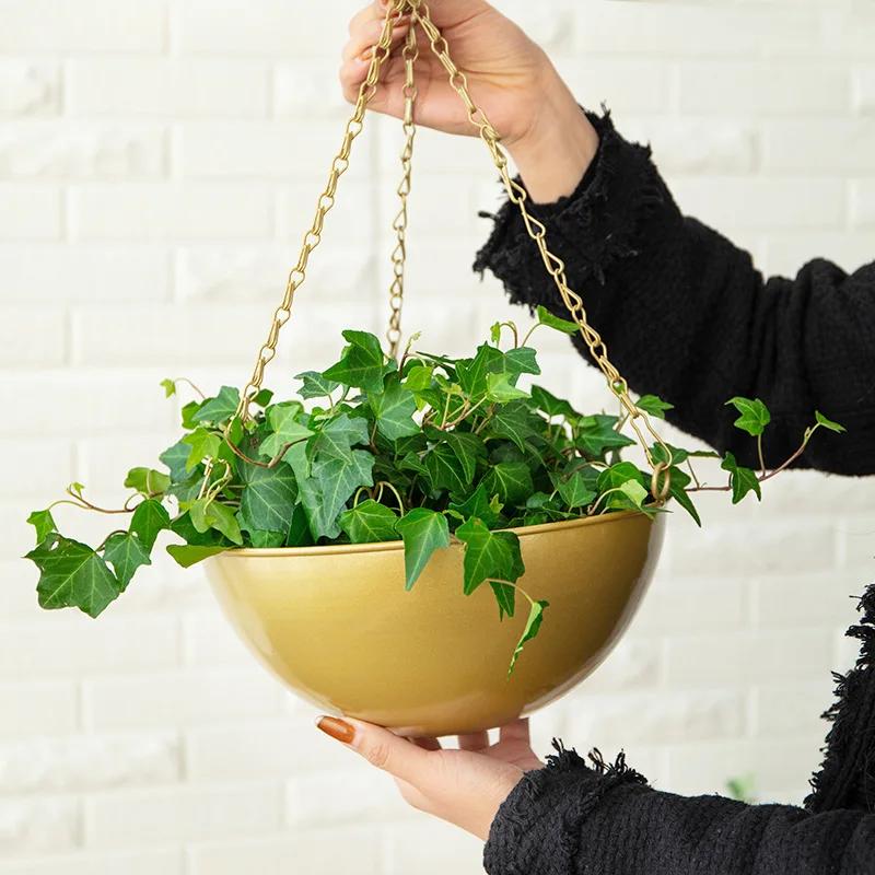 Wrought Iron Hanging Planter European Style Hydroponic Flower Pot for Spider Plants Succulents Vintage Balcony Garden Decor