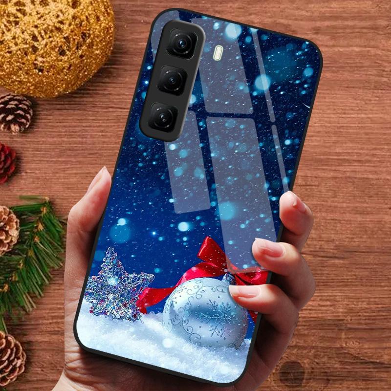 

Рождественская расписная крышка для infinix Hot 50 60 4G 5G 50i 60i Hot50 Pro + 50Pro Plus Чехол Закаленное стекло Fundas Чехол для телефона infinix Hot 50 4G