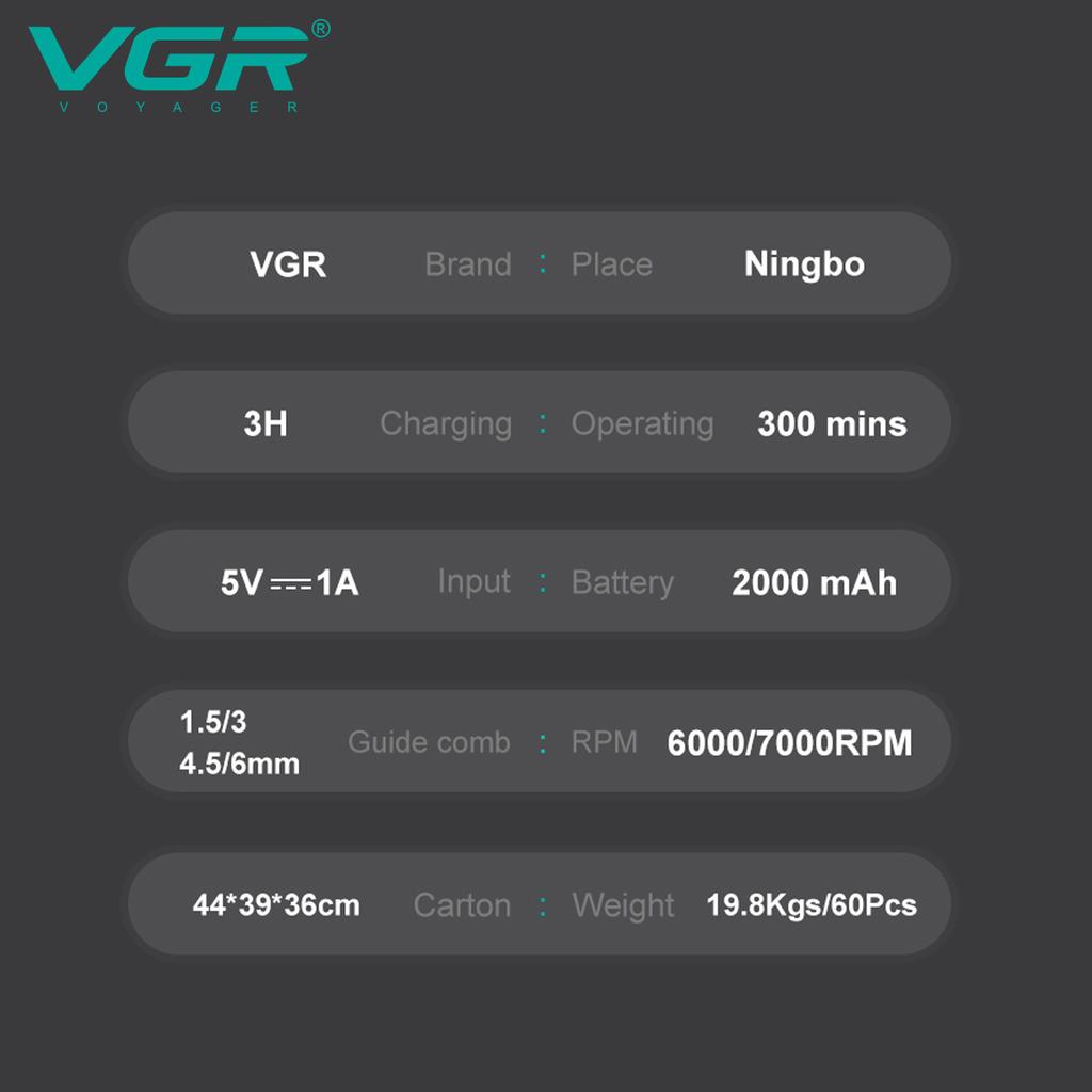 VGR V-995 Electric Hair Clipper, Metal Leather Body Men's Hair Clipper Household Oil Head Carving Electric Pusher with LED Digita Home Hair Trimming