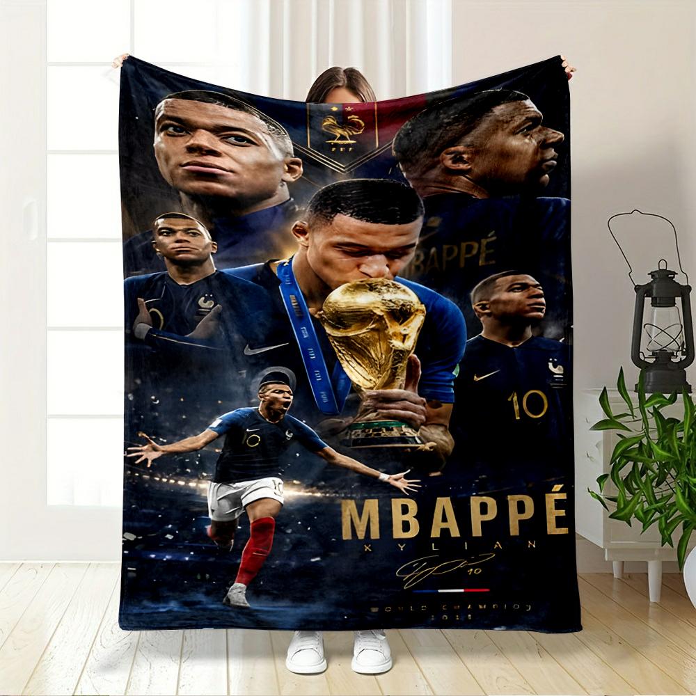 Kylian Mbappe 10 France World Cup Lightweight Throw Blanket Cozy Blanket for Bed Sofa Gift for Fans