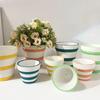 Maceta Creativa de Arcilla Rayada, Nuevas Macetas Nórdicas de Alto Valor, Macetas Transpirables y Absorbentes para Plantas de Interior Decoración del Hogar