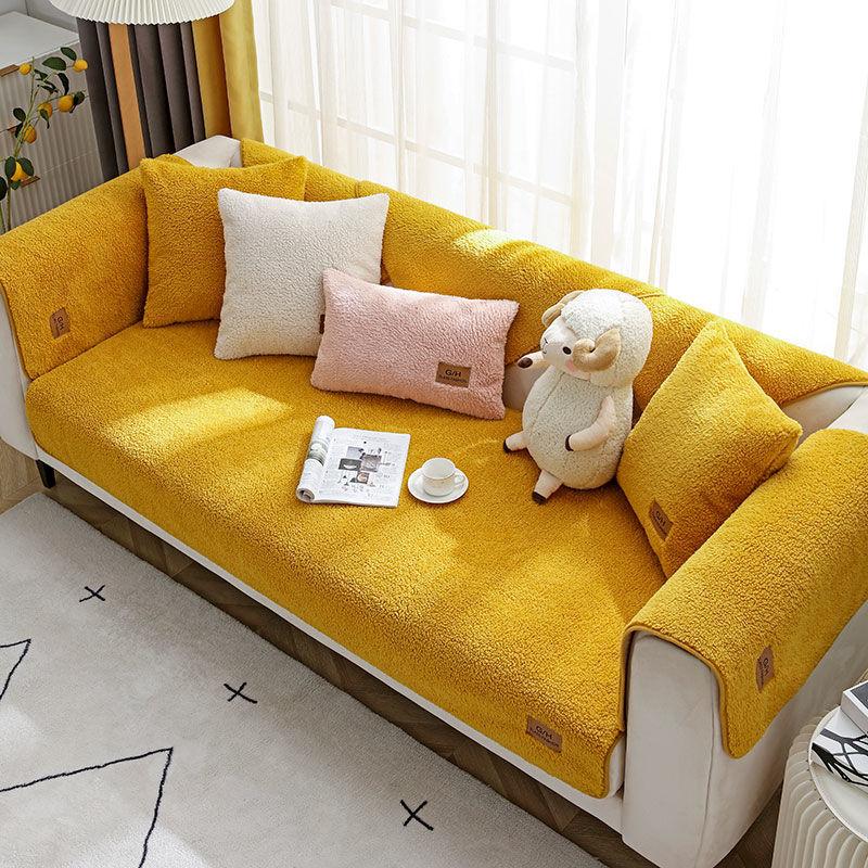 Modern Sofa Covers for Living Room Winter Lamb Wool Sofa Slipcovers Sofa Towel Thicken Plush Soft Anti-slip Couch Cover for Home