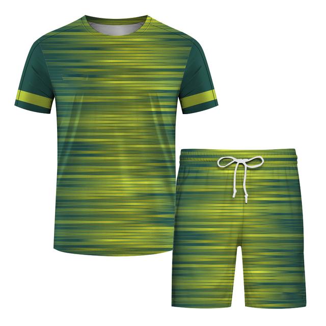 Odzież treningowa topy spodenki 2 sztuki dla mężczyzn kolarstwo na świeżym powietrzu strój sportowy męski dres codzienny O-neck zestawy z krótkim rękawem stroje