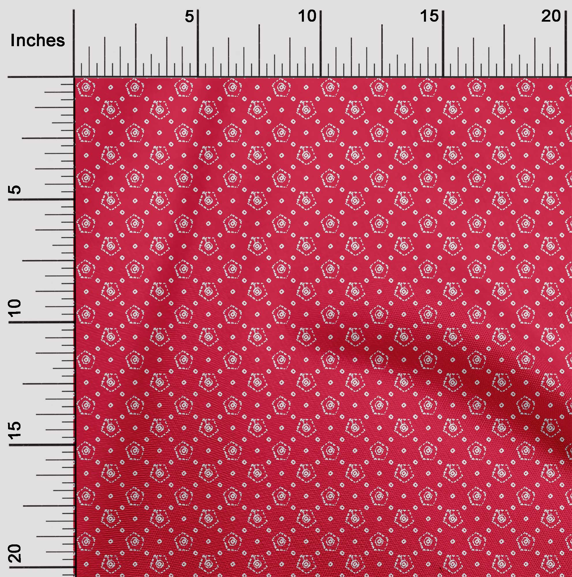 

oneOone Cotton Flex Carmine Red Fabric Geometric Bandhani Dress Material Fabric Print Fabric By The Yard 40 Inch 42 Inch Wide - Viscose Chiffon червоний