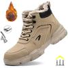 Vinter Plysch Arbetskängor För Män Ankel Anti-kross Anti-punktering Säkerhetsskor Ståltå Skyddande Herrskor Oförstörbara
