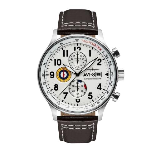 AVI-8 Hawker Hurricane Classic Chronograph Men's Watch, 43.5mm - Stainless Steel Case, Tachymeter Scale & Date Display, Mineral Crystal, 5 ATM Water R