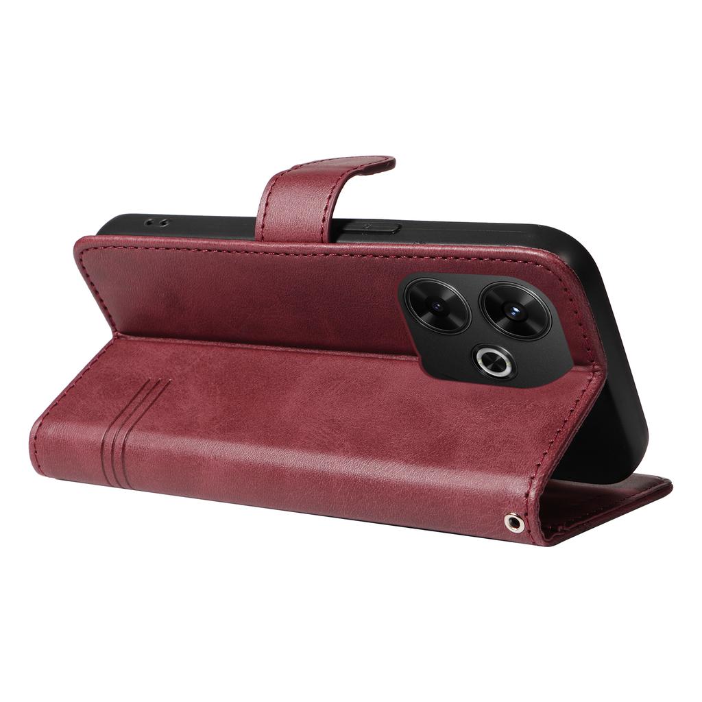 For Xiaomi Redmi 13 5G/13 4G Anti-Scratch Phone Case Imprinted Line PU Leather Cover Wallet with Wrist Strap