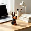 Solid Wood Dog Figurine Doberman Wooden Ornament, Hand Carved Creative Sculpture, Cute Handcrafted Statue for Home Shelf And Entryway Craft
