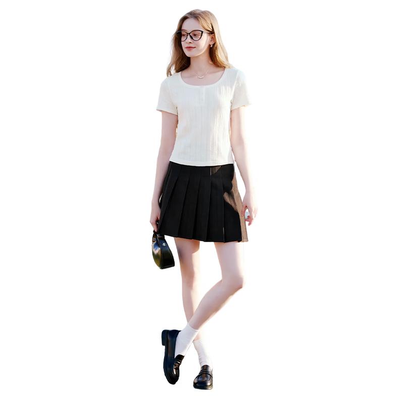 Women s High-Waisted Pleated A-Line Mini Skirt M