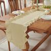 Ruffled Table Runner Scalloped Edge Rustic Table Runner Washable Farmhouse Style Table Runner for Dining Table Wedding Bride Shower Party Decoration