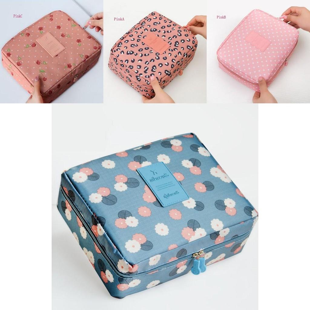 Chic Floral Nylon Zipper Women Makeup Bag And Stylish Cosmetic Case Organizer