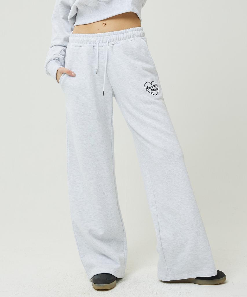AWESOME STUDIO Low-Waist Wide Sweatpants White Gray