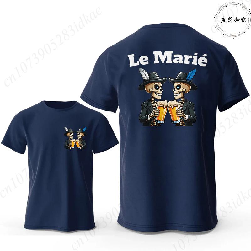 Französische Herren EVG Team Team Marié Passende T-Shirts Junggesellenabschied Bräutigam Squad Totenkopf Bier Toast Grafik Passende Freizeit-T-Shirts