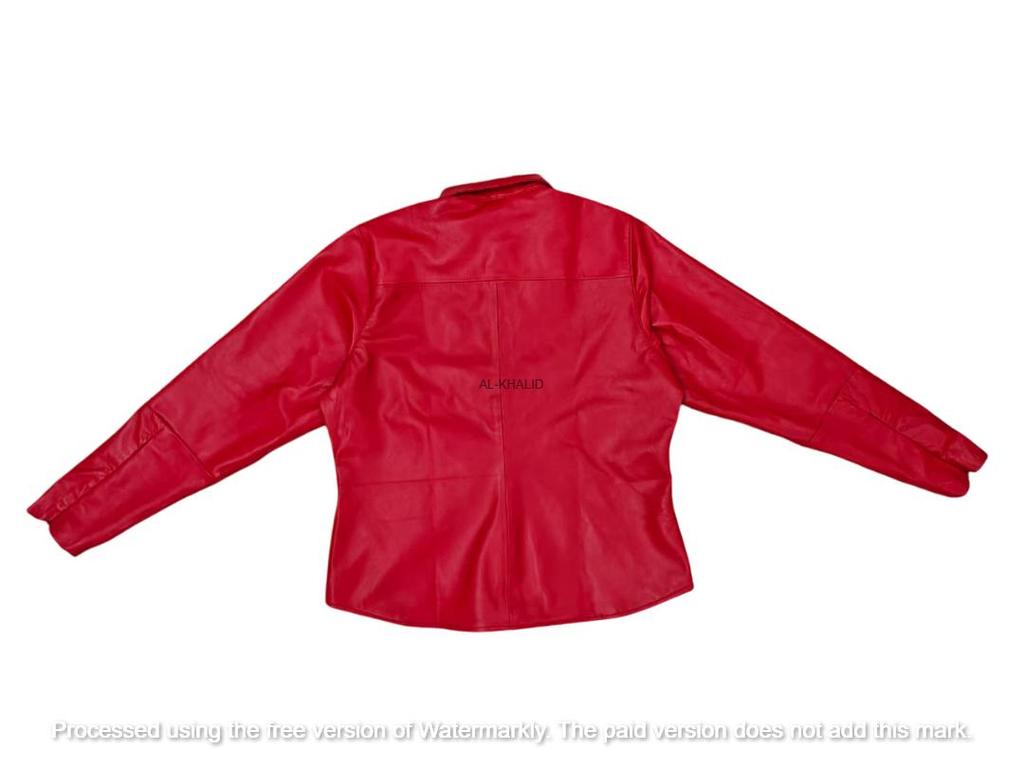 Handmade Lambskin Genuine Soft Stylish Casual Formal Women's Shirt Red Leather