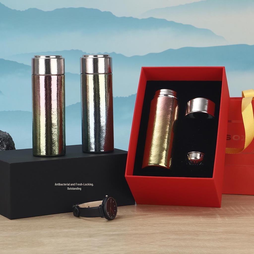 Pure Titanium Double-Layer Insulated Tea Cup - Elegant High-End Business Gift