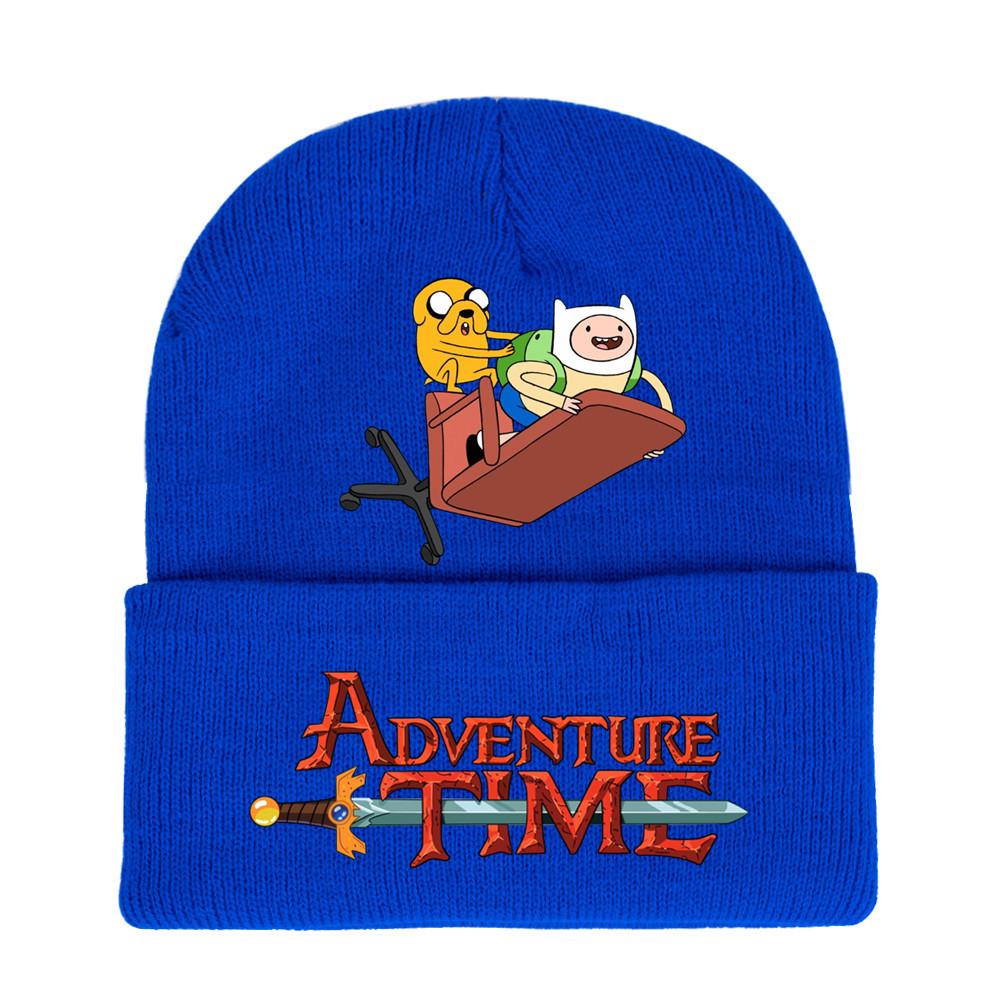 Adventure Time Cartoon Print Acrylic Knit Hat Winter Warm Unisex Beanie For Adults Teens