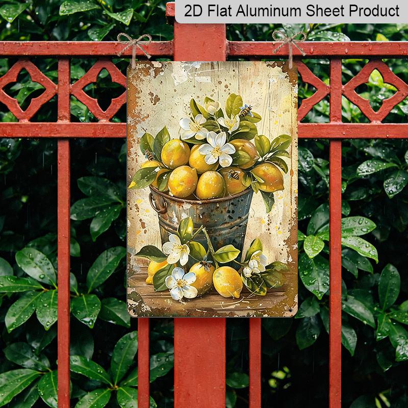 2D Flat 1pc Like A Yellow Lemon Branch Made of Metal Aluminium, Ideal for Decorating Living Rooms, Bedrooms, Kitchens, Offices, and Cafes. It Makes A