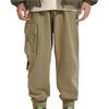 Li Ning Sports Fashion Series Solid Color Zipper Pocket Design Elastic Waist Cuffed Casual Pants Men Pants Khaki AKLSF57-5