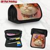 1pc 1pcs Pink Cat Flower Crown Flip Pencil Case - Double Layer Zipper Closure Storage Cover with Multi-Compartment Suitable For, Office, Travel, Birth