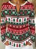 Women's Half Zipper Long Sleeve T-Shirt Christmas Style Pattern Printing Casual Daily Commuter