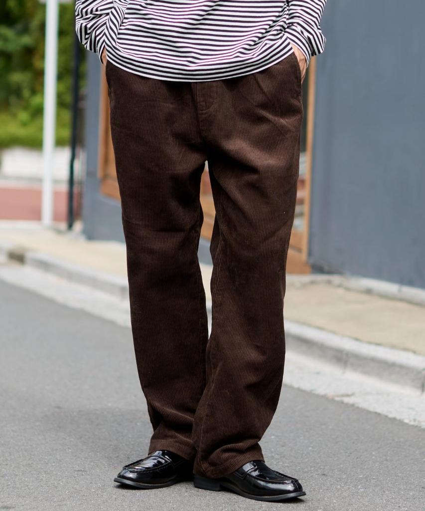 WEGO Medium Type G Dark Brown Easy Wide Leg Long Winter Men's (Corduroy) Pants, Pants, Trousers, Bottoms, Pants, Simple, Year-Round Style, Classic,