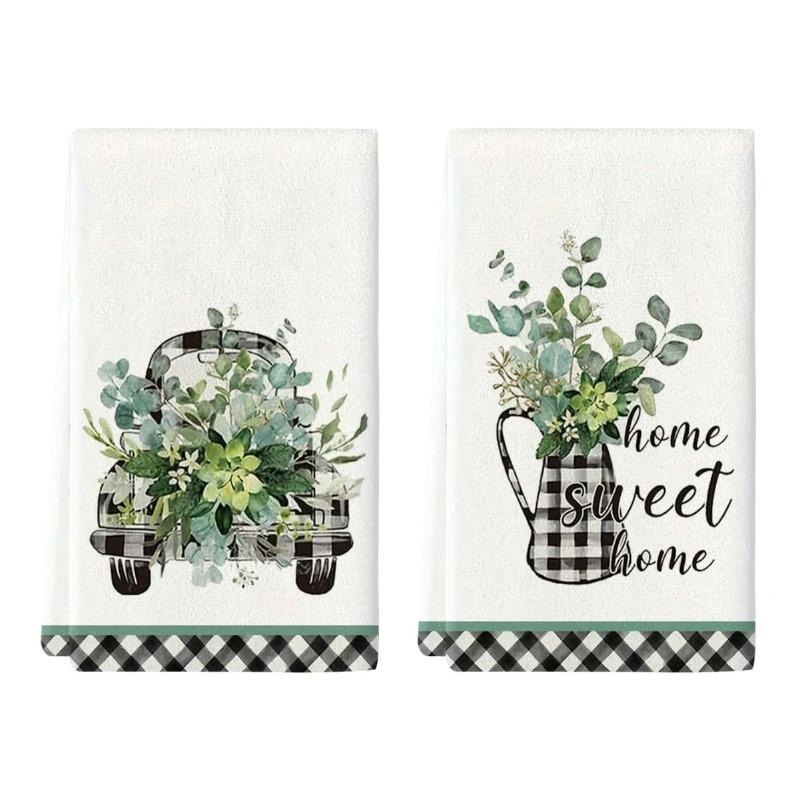2 Stück Küchentücher, Handtuchsets, Super saugfähige weiche Reinigungstücher, Küchen Dekoration, Küchenutensilien, Haushaltsutensilien, Reinigungstücher