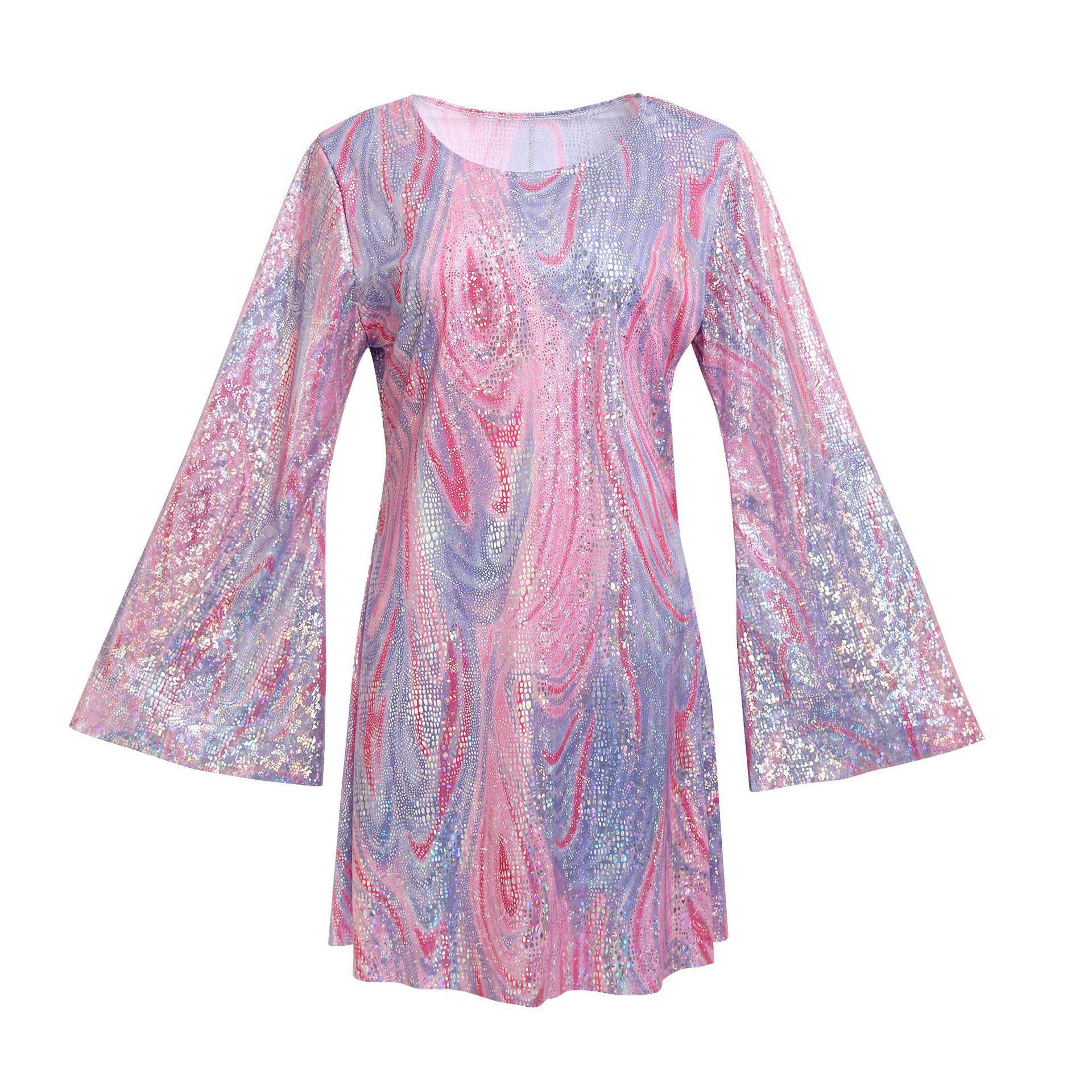 

Halloween Hippie Disco Sequin Dress for Women S
