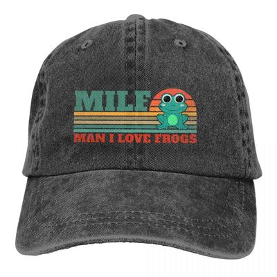 Man I Love Frogs Stripe Baseball Caps Peaked Cap MILF MEME ART Sun Shade Cowboy Hats for Men Trucker Dad Hat