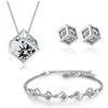 Moissanite Jewelry Cube Zircon Jewelry Sets for Women Necklace Bracelet Earrings Trend Statement Jewelry