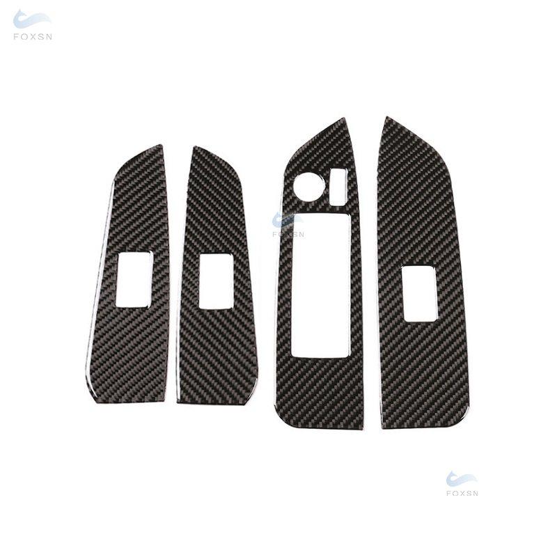 For Toyota Highlander 2015 2016 2017 2018 Car Carbon Fiber Door Window Lifter Control Switch Button Frame Cover Protective Trim