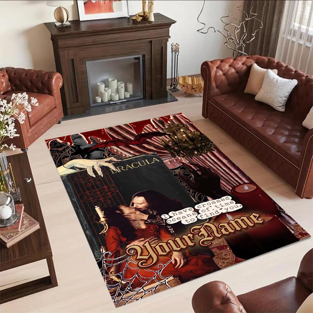 Gothic Illustrations Customize Text Area Rug Suitable for Dining Room Living Rooms Kitchen Playrooms Antislip Carpet Decorate Offices