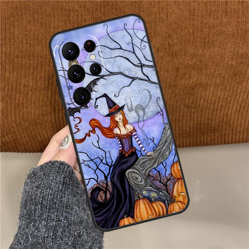 Halloween Witch Girl Art Phone Case For Samsung Galaxy S25 Ultra S9 S10 S20 S21 S22 Plus S24 FE S23 Ultra Back Cover