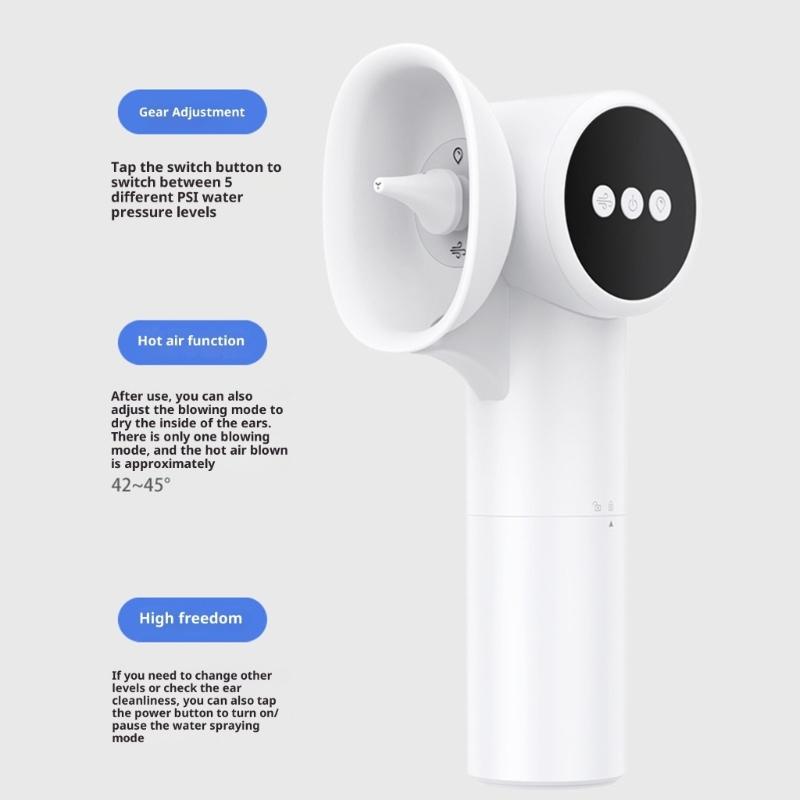 Professional Ear Cleaning Kit 5 Pressure Mode IPX7 Waterproof Design With Temperature Controlled Drying Functionality