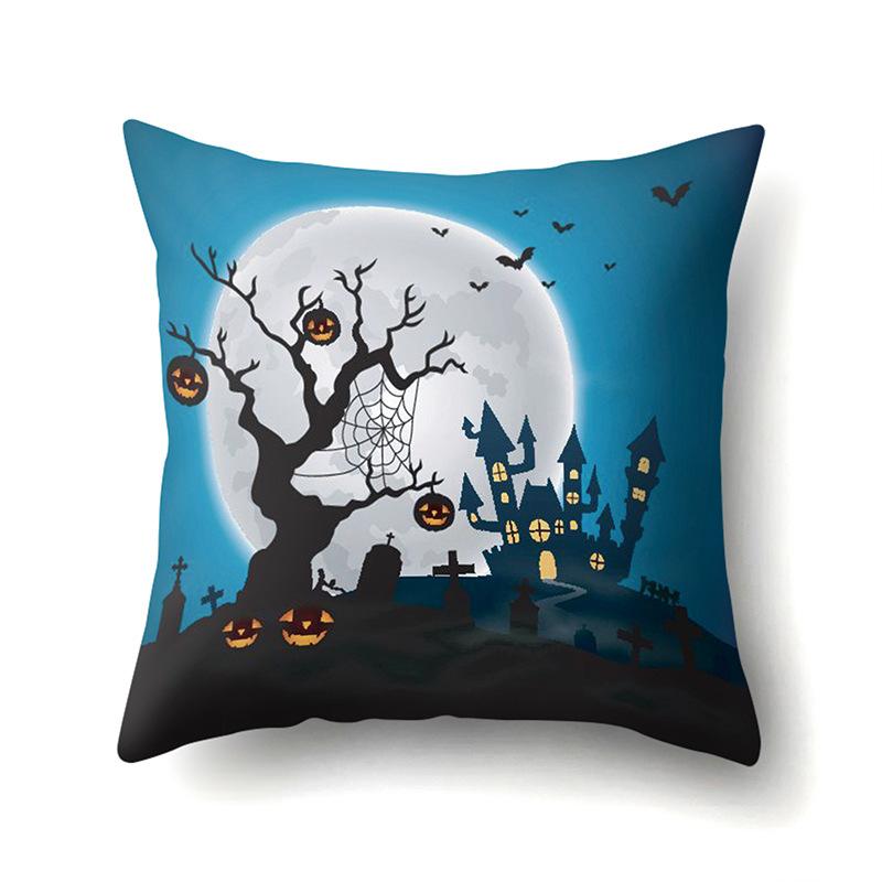 Halloween Polyester Pillow Case Car Waist Pillow Pumpkin Sofa Cushion Cover Office Living Room Pillow Case