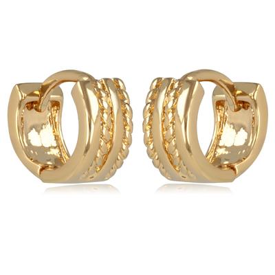[R2055] - Gold Plated Hoop Earrings 'Choreography' - 10 Mm 5 Mm