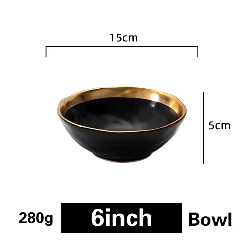 Phnom Penh Céramique Plat Occidental Mat doré Assiette à steak Assiette à salade créative rétro Service d'assiettes Assiette à dessert nord-européenne