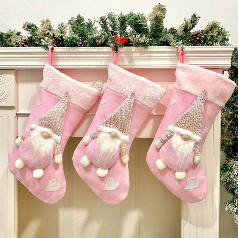 Christmas Socks Fabric Decoration Valentine's Gift Bag Faceless Doll Hanging Ornament for Holiday Home Party Wall Decoration