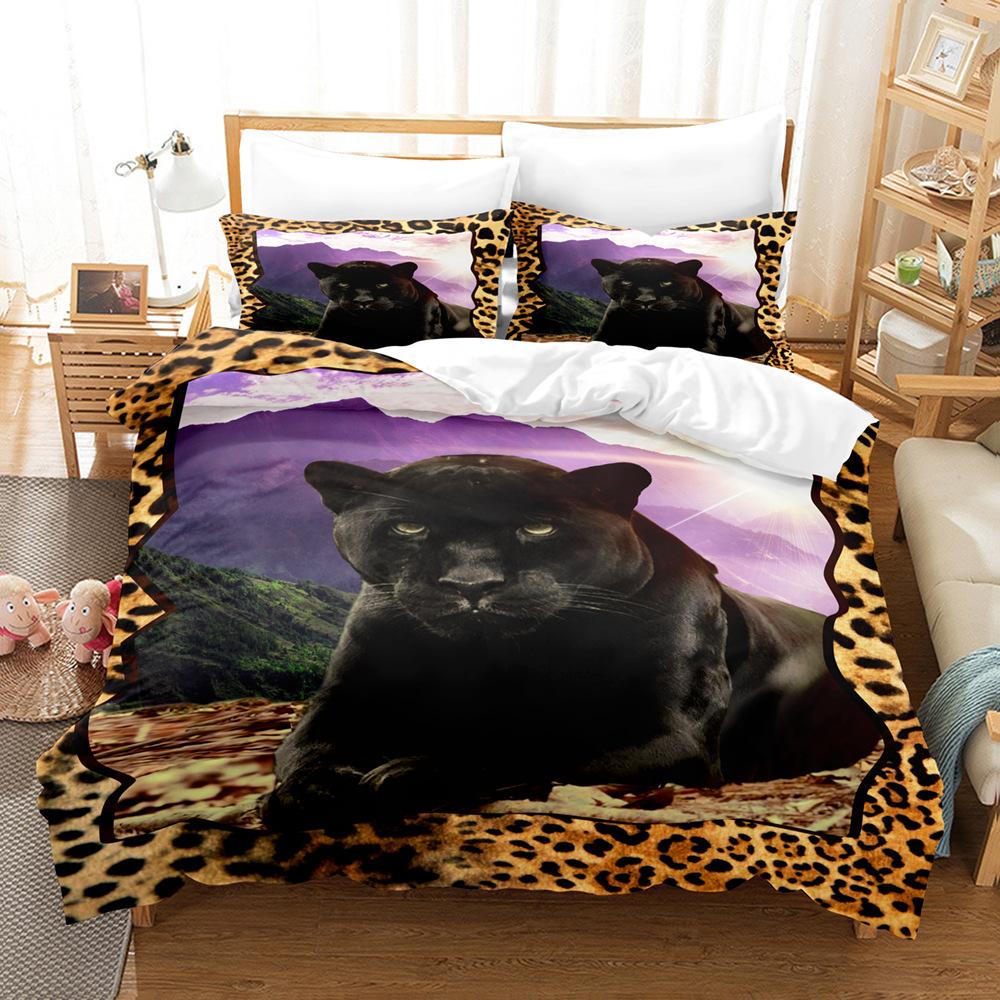 

3D Digital Printed Leopard Series Three-Piece Bedding Kit Quilt cover 70 * 133 Pillowcase 50 * 75 * 1