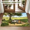 Crystal Velvet Square Rug Custom NameShaun the Sheep Pattern Non Slip Home Floor Decor Rug