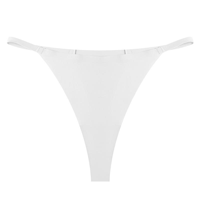 Women's Spring and Summer Sexy Thin Belt One Piece of Ice Silk Breathable Quick Dry Low Waist Non Mark Thong Underwear