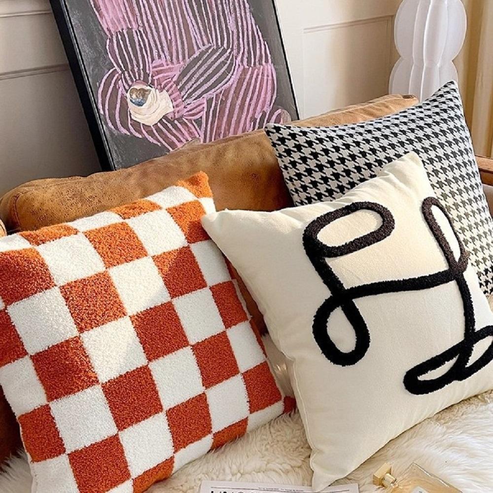 Housse de coussin de luxe Nouvelle Housse de coussin amovible lavable Design populaire Décoration de canapé de salon Housse de coussin Coussin 45×45CM