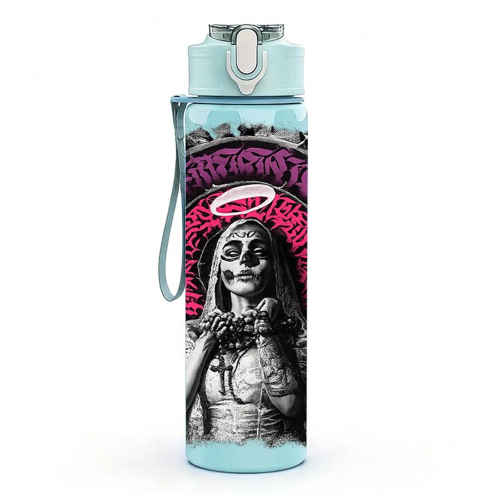1PC Retro Female Statue Art Print 750ml Color Plastic Sports Water Bottle Leakproof Flip Straw Lid Suitable for Sports Office Home Use
