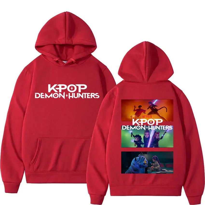 

K-pop Devil Hunter anime print hoodies for men and women, pullovers, sweatshirts, Harajuku hip-hop style streetwear S