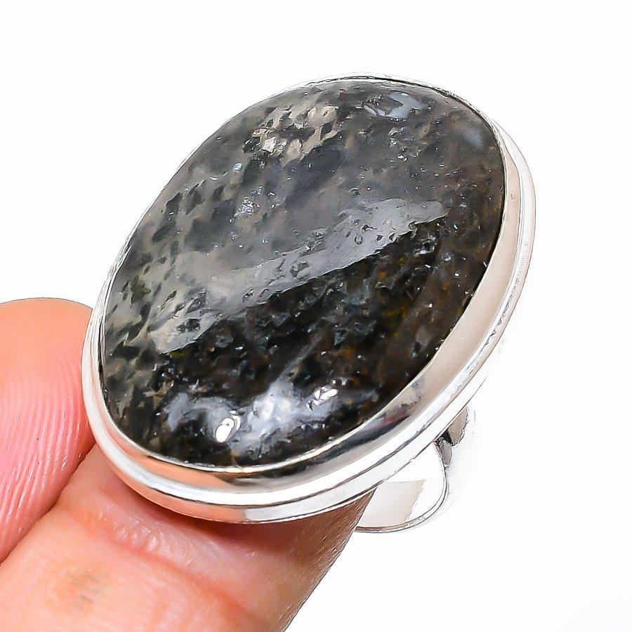 

Кольцо из стерлингового серебра 925 пробы с натуральным кварцем Лодолит ручной работы, размер 7 z7V31